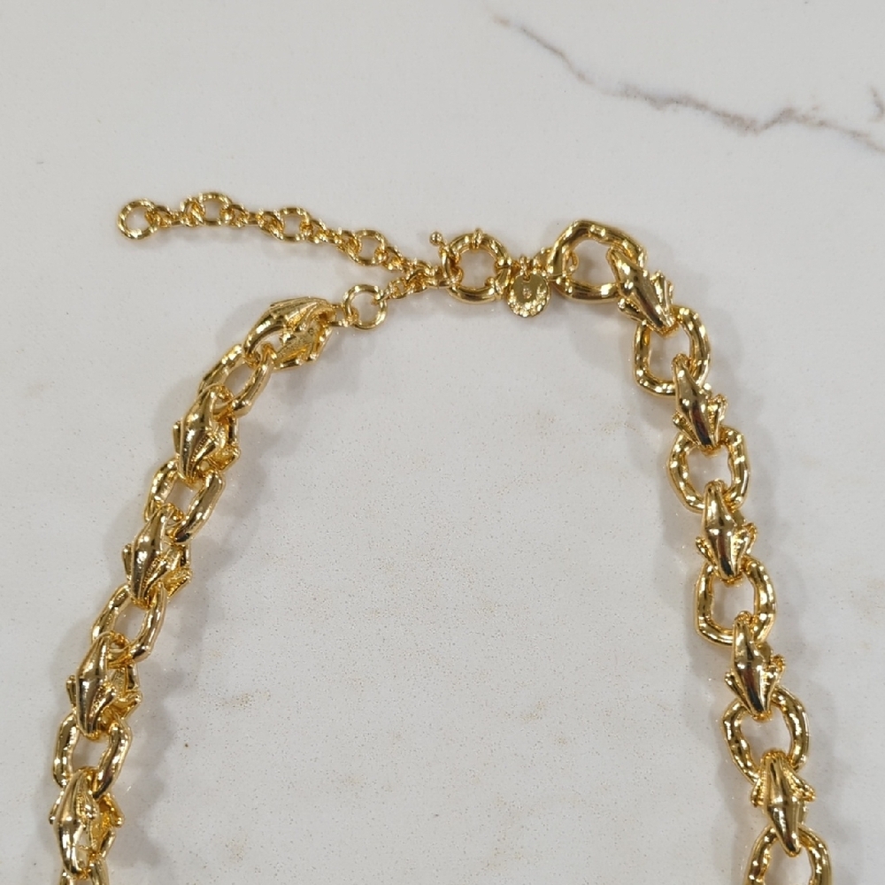 Talbots Textured Gold Chain Statement Necklace - Picture 7 of 8